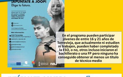 ABIERTO EL PLAZO PARA LA SELECCIÓN DE PARTICIPANTES EN LA 6ª EDICIÓN DEL PROGRAMA “JOVE OPORTUNITAT-JOOP”
