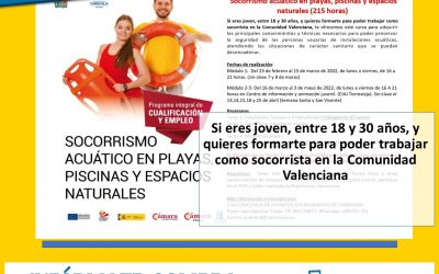 JUVENTUD ORGANIZA UN CURSO DE FORMACIÓN GRATUITO DE SOCORRISMO ACUÁTICO EN PLAYAS, PISCINAS Y ESPACIOS NATURALES
