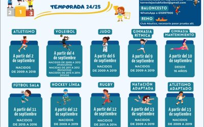 Abierto el calendario de inscripciones para las Escuelas Deportivas Municipales 2024/2025