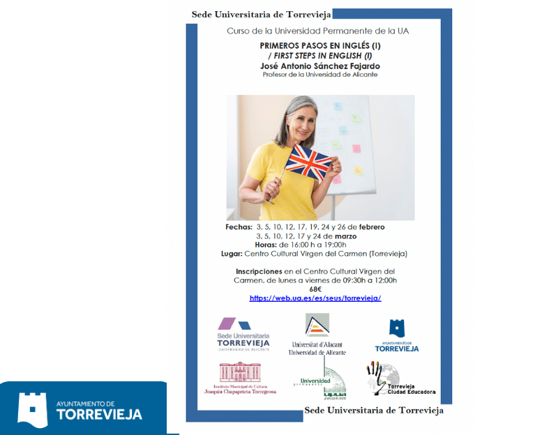 La Sede de la UA en Torrevieja ofrece el curso Primeros pasos en inglés. Nivel 1